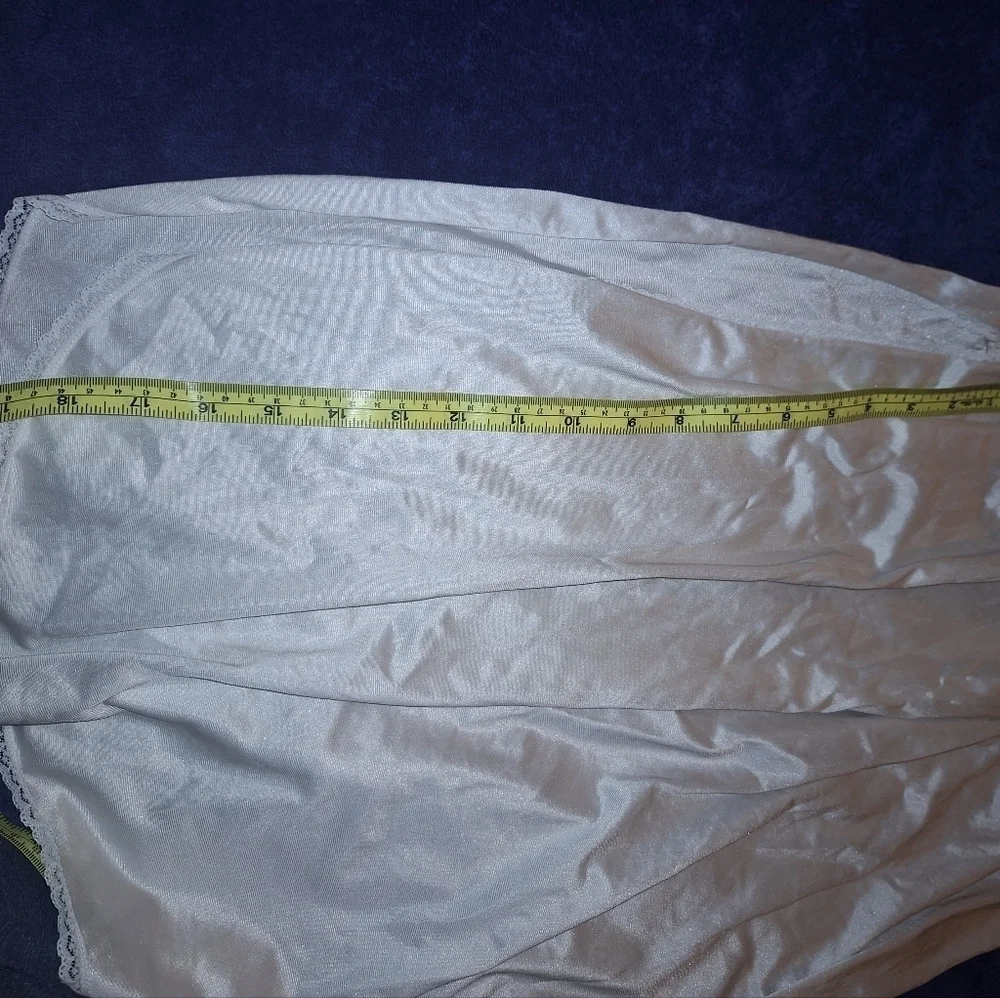 Vanity Fair White Satin Slip Skirt Large With Slit Vintage